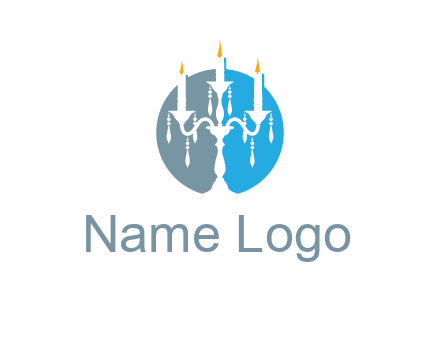 candelabra with crystals and burning candles logo