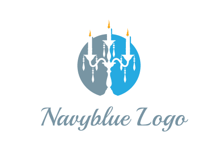 candelabra with crystals and burning candles logo