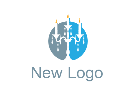 candelabra with crystals and burning candles logo