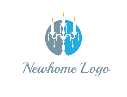 candelabra with crystals and burning candles logo