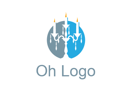 candelabra with crystals and burning candles logo