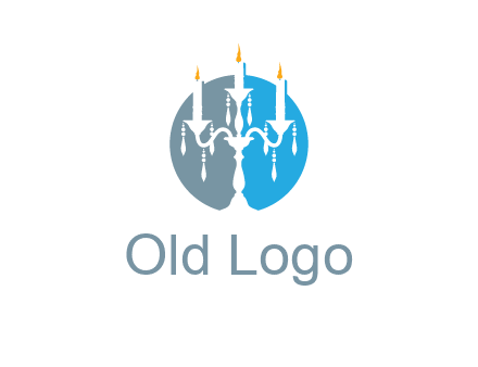 candelabra with crystals and burning candles logo