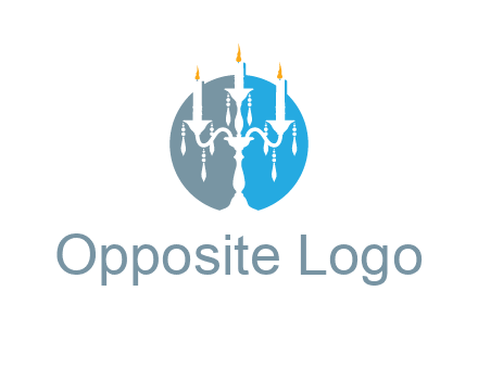 candelabra with crystals and burning candles logo