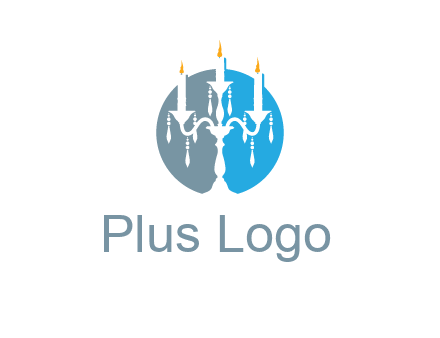 candelabra with crystals and burning candles logo