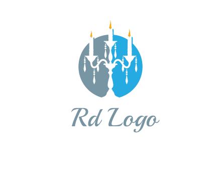 candelabra with crystals and burning candles logo