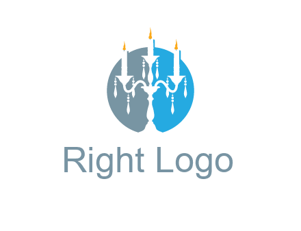 candelabra with crystals and burning candles logo