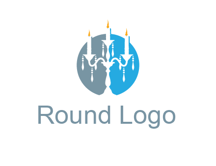 candelabra with crystals and burning candles logo