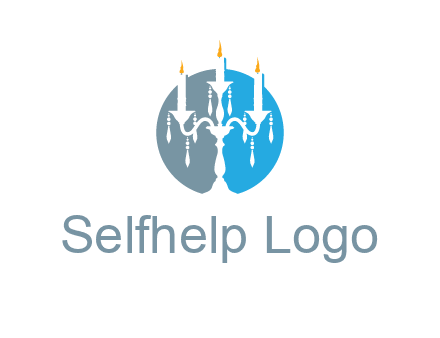 candelabra with crystals and burning candles logo
