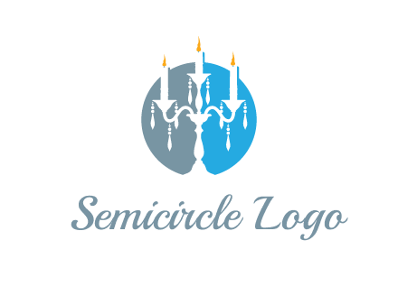 candelabra with crystals and burning candles logo