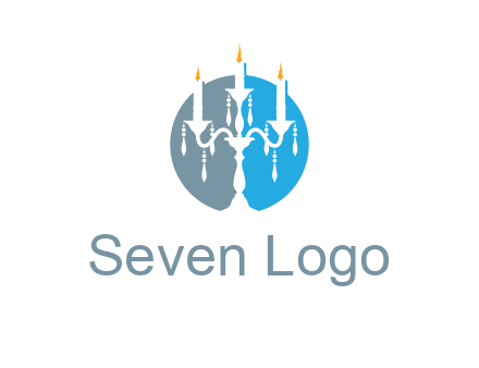 candelabra with crystals and burning candles logo