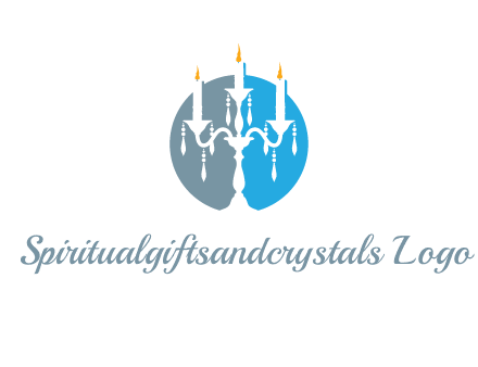 candelabra with crystals and burning candles logo