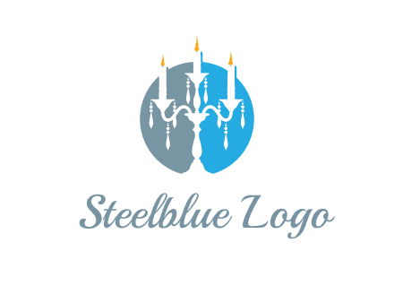 candelabra with crystals and burning candles logo