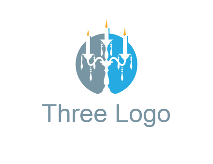 candelabra with crystals and burning candles logo