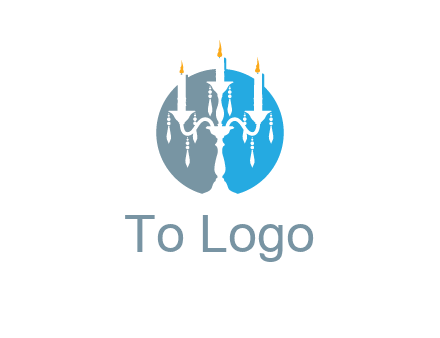 candelabra with crystals and burning candles logo