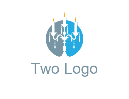 candelabra with crystals and burning candles logo