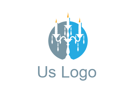 candelabra with crystals and burning candles logo
