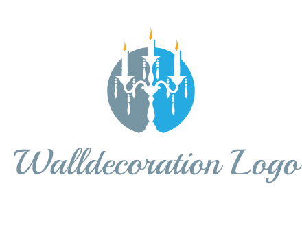 candelabra with crystals and burning candles logo
