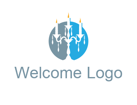 candelabra with crystals and burning candles logo