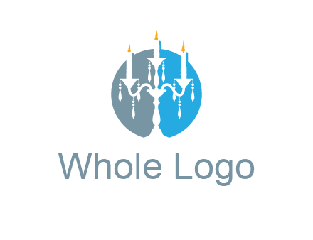 candelabra with crystals and burning candles logo