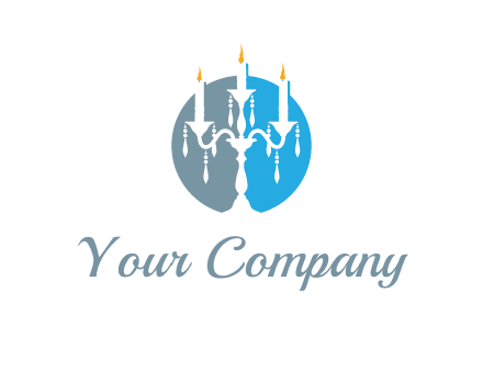 candelabra with crystals and burning candles logo