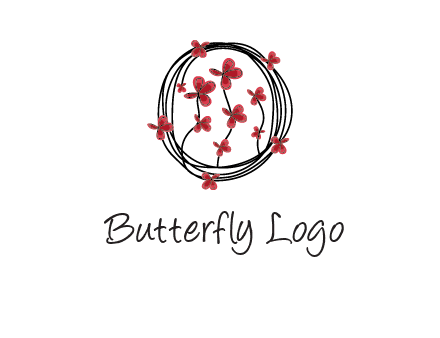 wreath made of wire, butterflies and flowers logo