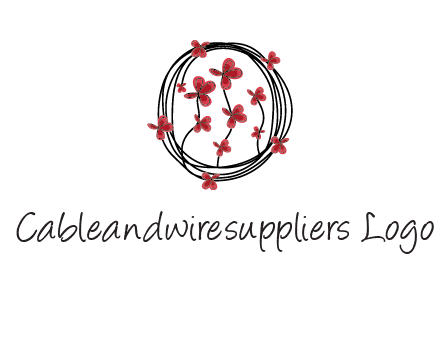 wreath made of wire, butterflies and flowers logo