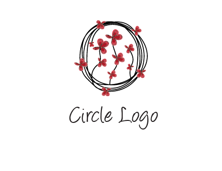 wreath made of wire, butterflies and flowers logo