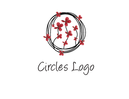 wreath made of wire, butterflies and flowers logo