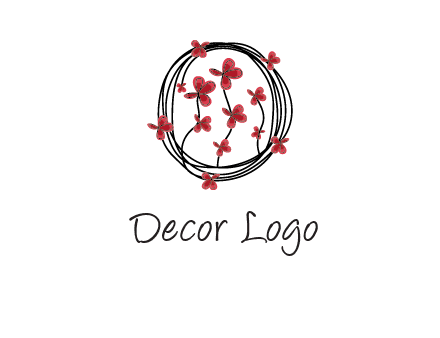 wreath made of wire, butterflies and flowers logo
