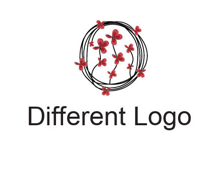wreath made of wire, butterflies and flowers logo