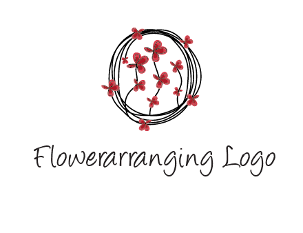 wreath made of wire, butterflies and flowers logo