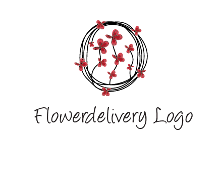 wreath made of wire, butterflies and flowers logo