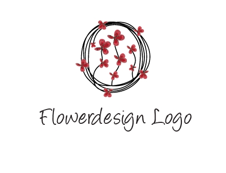 wreath made of wire, butterflies and flowers logo
