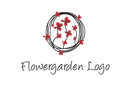 wreath made of wire, butterflies and flowers logo