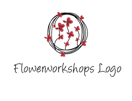 wreath made of wire, butterflies and flowers logo