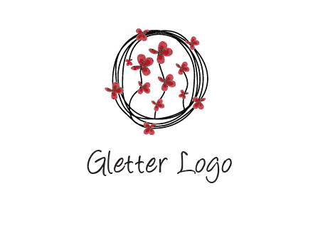 wreath made of wire, butterflies and flowers logo