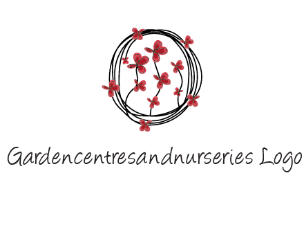 wreath made of wire, butterflies and flowers logo