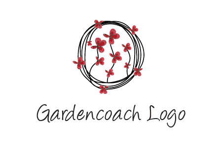 wreath made of wire, butterflies and flowers logo