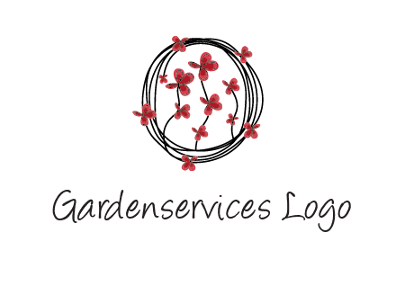wreath made of wire, butterflies and flowers logo