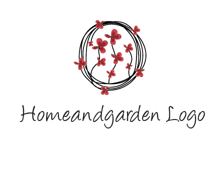 wreath made of wire, butterflies and flowers logo