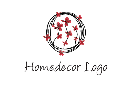 wreath made of wire, butterflies and flowers logo