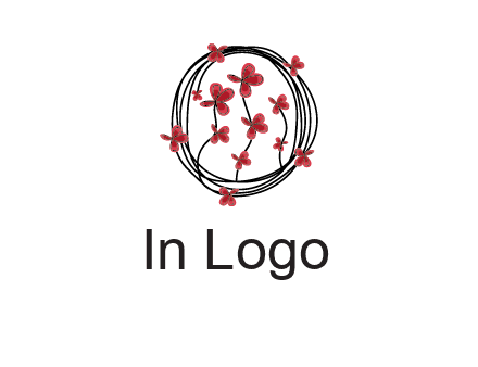 wreath made of wire, butterflies and flowers logo