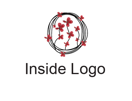 wreath made of wire, butterflies and flowers logo