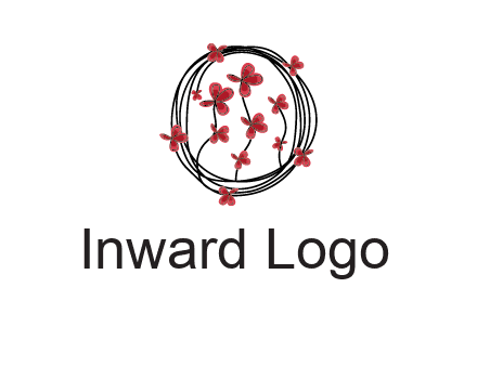 wreath made of wire, butterflies and flowers logo