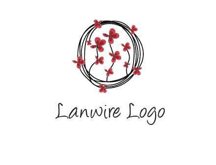 wreath made of wire, butterflies and flowers logo