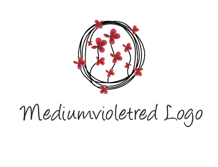 wreath made of wire, butterflies and flowers logo