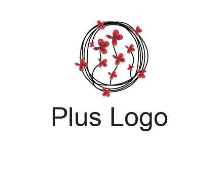 wreath made of wire, butterflies and flowers logo
