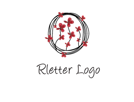 wreath made of wire, butterflies and flowers logo