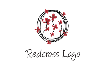 wreath made of wire, butterflies and flowers logo