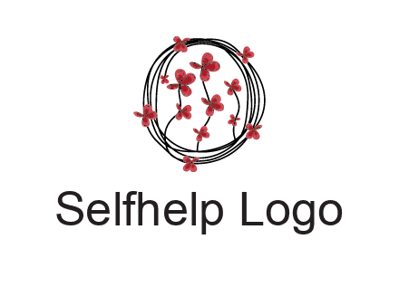 wreath made of wire, butterflies and flowers logo